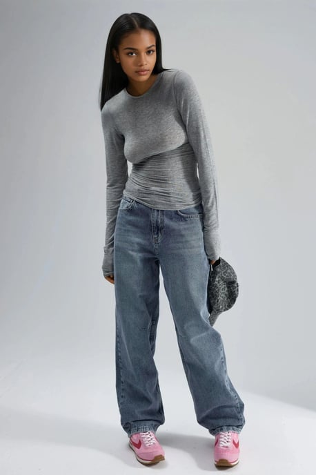 Schlankes Longsleeve-Transparente Bluse - Image 2