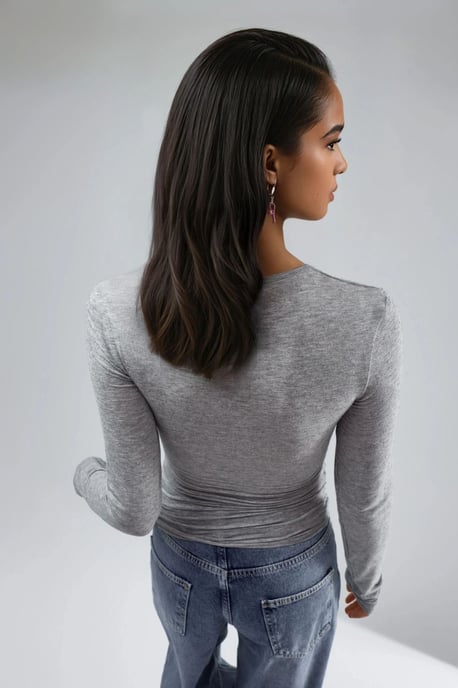 Schlankes Longsleeve-Transparente Bluse - Image 3