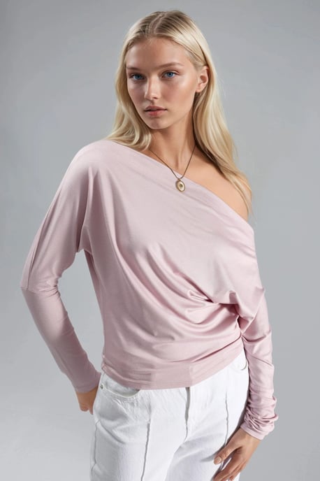 Boot-Ausschnitt Drapierte Bluse - Image 1