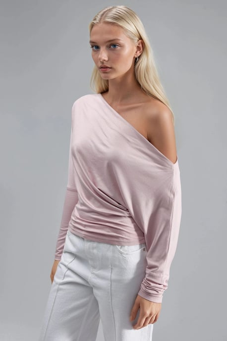 Boot-Ausschnitt Drapierte Bluse - Image 2