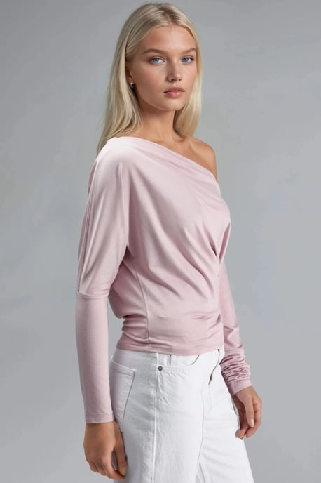 Boot-Ausschnitt Drapierte Bluse - Image 4
