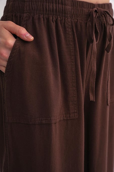 Hochtaillierte gerade Baumwollhose mit Bindebandverschluss - Image 6