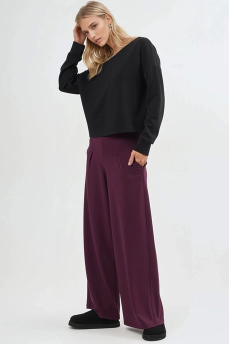 Elastische Taillenhosen mit weitem Bein - Image 2