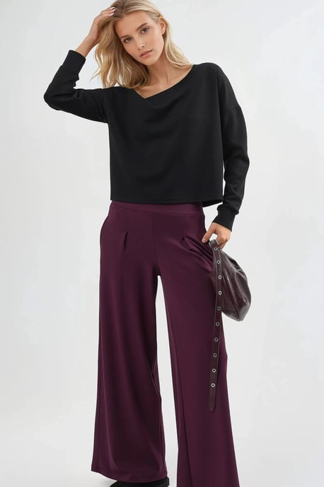Elastische Taillenhosen mit weitem Bein - Image 4