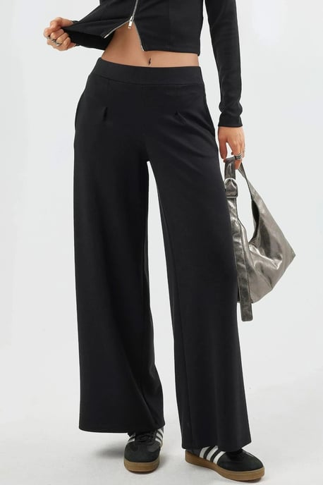 Elastische Taillenhosen mit weitem Bein - Image 1