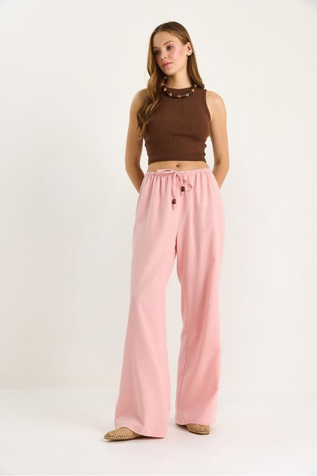 Hoch taillierte weite Beinhose mit Kordelzug - Image 2