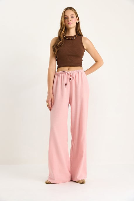 Hoch taillierte weite Beinhose mit Kordelzug - Image 3