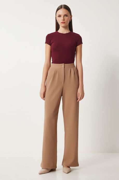 Hochtaillierte Faltenhose mit weitem Beinschnitt - Image 1
