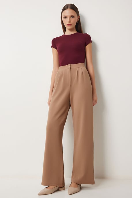 Hochtaillierte Faltenhose mit weitem Beinschnitt - Image 2
