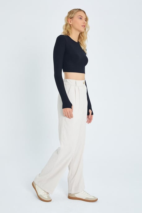 Hochtaillierte Samt-Geradelegpants - Image 3