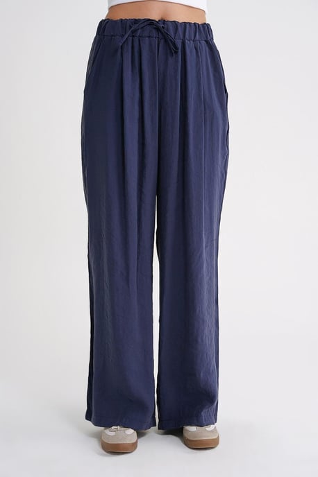Hochtaillierte Modal-Plissierte Palazzo-Hosen mit Kordelzug - Image 4