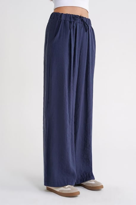 Hochtaillierte Modal-Plissierte Palazzo-Hosen mit Kordelzug - Image 5