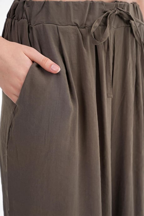 Hochtaillierte Modal-Plissierte Palazzo-Hosen mit Kordelzug - Image 6