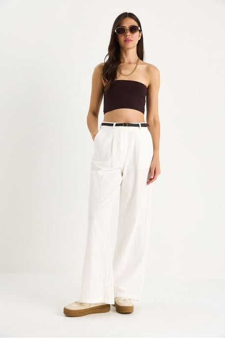 Strukturierte Palazzo-Hose mit Taschen - Image 2
