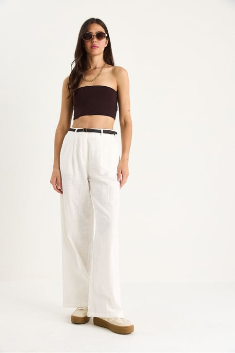 Strukturierte Palazzo-Hose mit Taschen - Image 3
