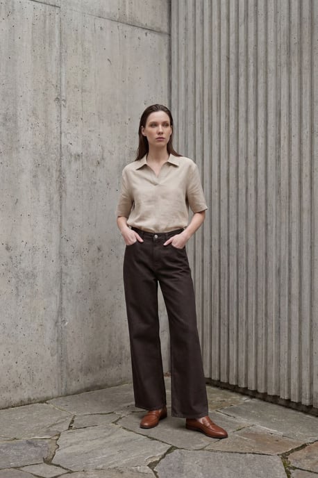 Hochtaillierte gerade Denim-Jeans - Image 1