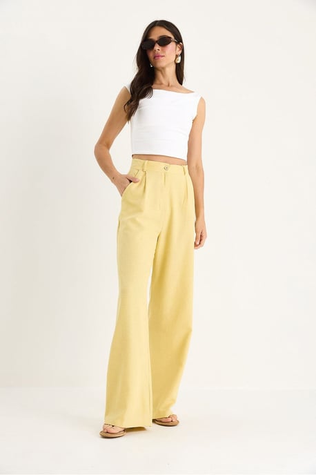 Hohe Taille Palazzo-Hose mit Falten - Image 2