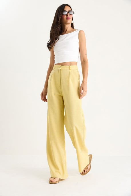 Hohe Taille Palazzo-Hose mit Falten - Image 4