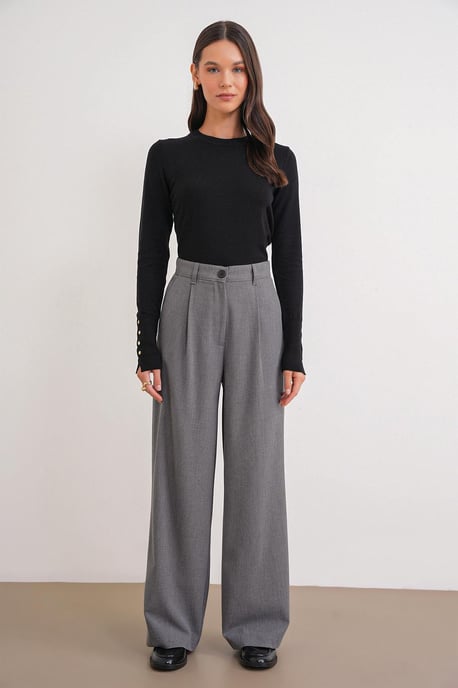 Hochtaillierte Palazzo-Hosen mit Taschen - Image 1