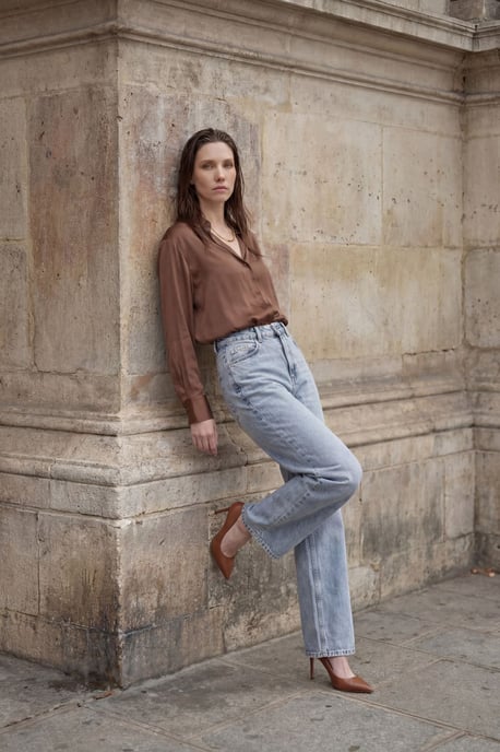 Hochtaillierte gerade Denim-Jeans - Image 6