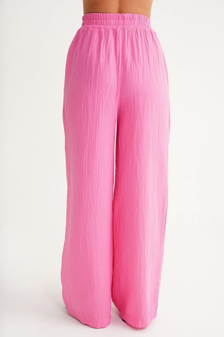 Hochtaillierte Texturierte Musselin Stoffhose - Image 6