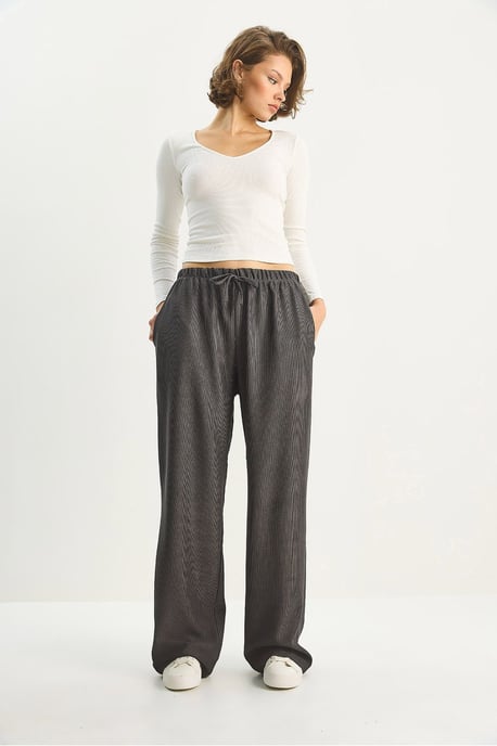 Hohe Taille Weite Bein Hose - Image 3