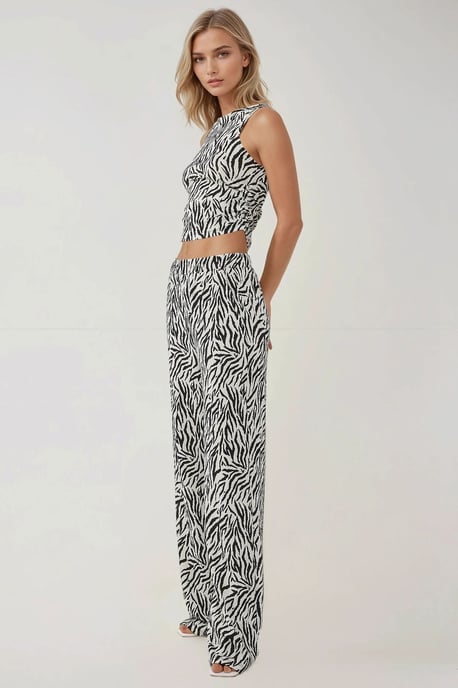 Hosen mit weitem Bein im Zebrastreifen-Muster - Image 5