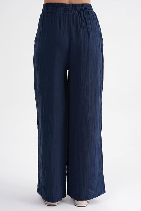 Hochtaillierte Texturiertes Musselin Stoffhose - Image 6