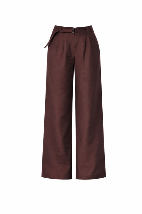 Hochtaillierte Strukturierte Weite Beinhosen mit Gürtel - Image 1