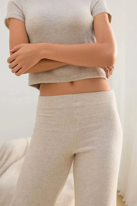 Elastischer Bund Weiche Strickhose mit Textur - Image 5