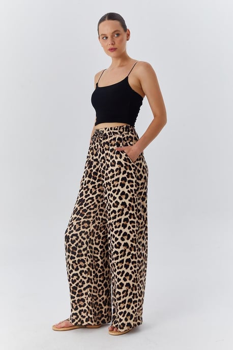 Hochwaisted, Leopardenmuster, Weitbeinige Hose - Image 2
