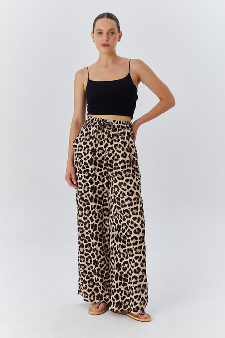 Hochwaisted, Leopardenmuster, Weitbeinige Hose - Image 3