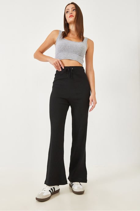 Texturierte Weite Beinhosen mit Schleife - Image 2