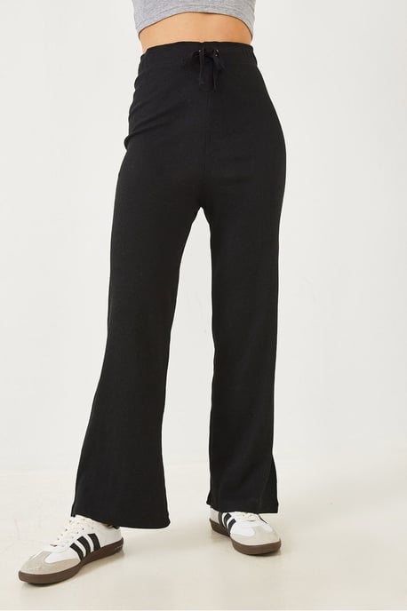 Texturierte Weite Beinhosen mit Schleife - Image 3