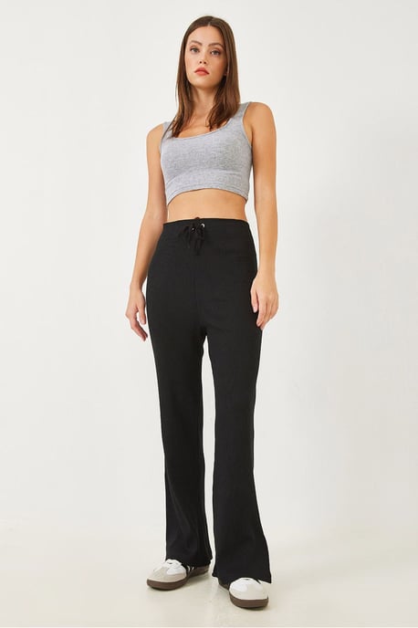Texturierte Weite Beinhosen mit Schleife - Image 4