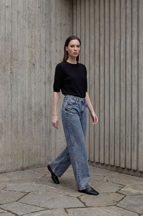 Hochtaillierte gerade Denim-Jeans - Image 1