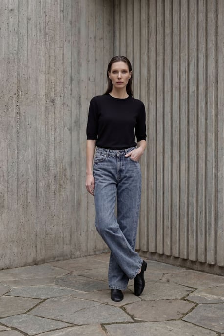 Hochtaillierte gerade Denim-Jeans - Image 6