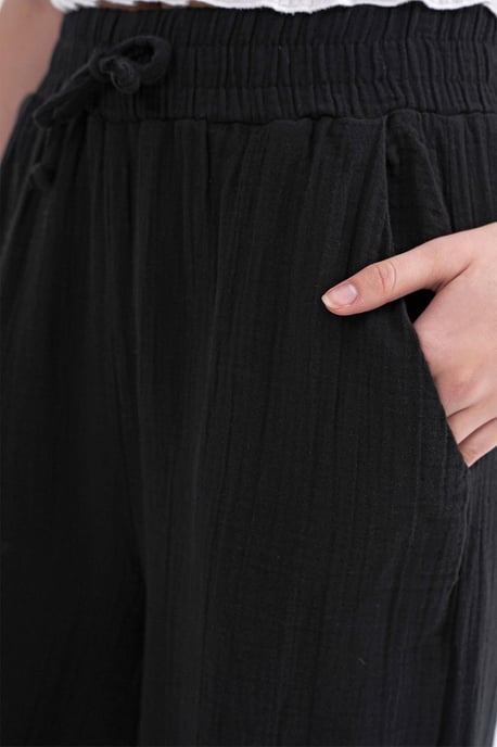 Hochtaillierte Texturiertes Musselin Stoffhose - Image 6