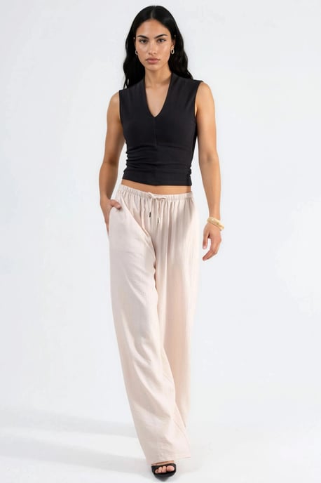 Weite Beinform Hose mit Kordelzug und Taschen - Image 4