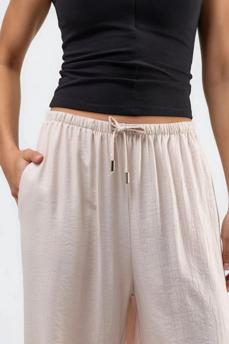 Weite Beinform Hose mit Kordelzug und Taschen - Image 5