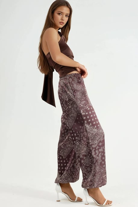 Musterisierte Baggy-Fit Elastische Beinformhose mit Taschen - Image 2