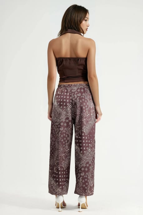 Musterisierte Baggy-Fit Elastische Beinformhose mit Taschen - Image 3
