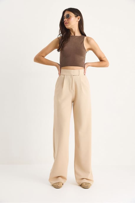 Hochtaillierte Weite Hosen mit Falten - Image 3