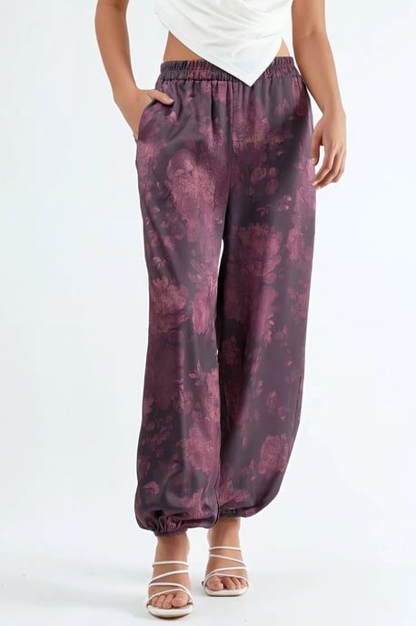 Mustered Baggy Fit Elastische Hosen mit Taschen - Image 1