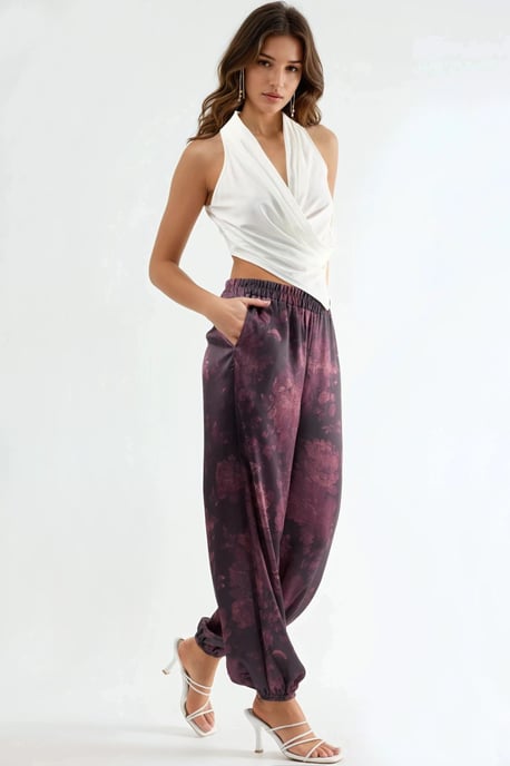 Mustered Baggy Fit Elastische Hosen mit Taschen - Image 4