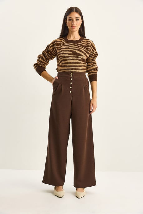 Hochtaillierte weite Palazzo-Hose - Image 2