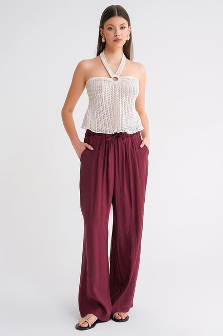 Hochtaillierte Modal-Plissierte Palazzo-Hosen mit Kordelzug - Image 3