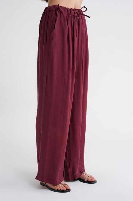 Hochtaillierte Modal-Plissierte Palazzo-Hosen mit Kordelzug - Image 5