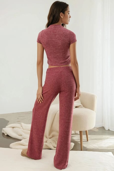 Elastische Taille weiche strukturierte Strickhose - Image 2