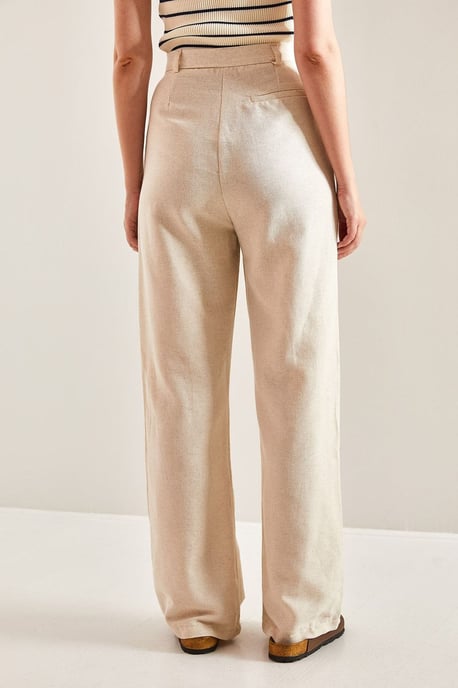 Hochtaillierte Palazzo-Hose mit Falten - Image 2